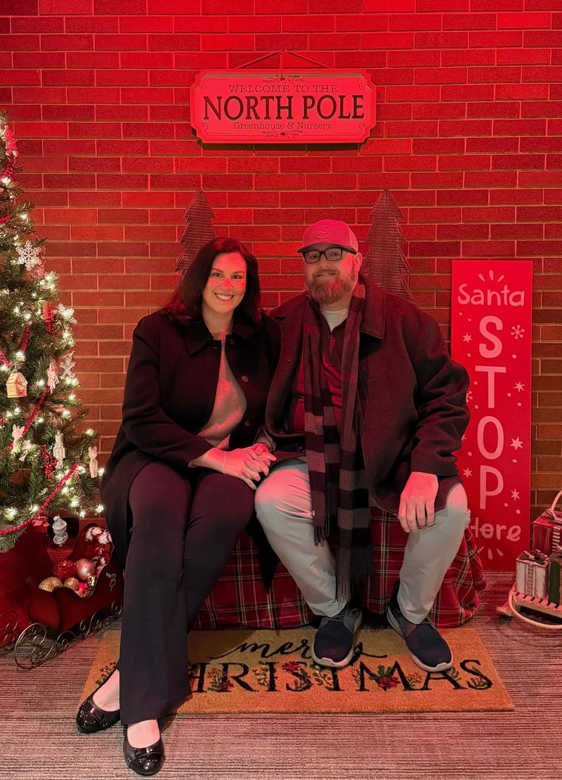 Jen and Curt at a North Pole holiday display